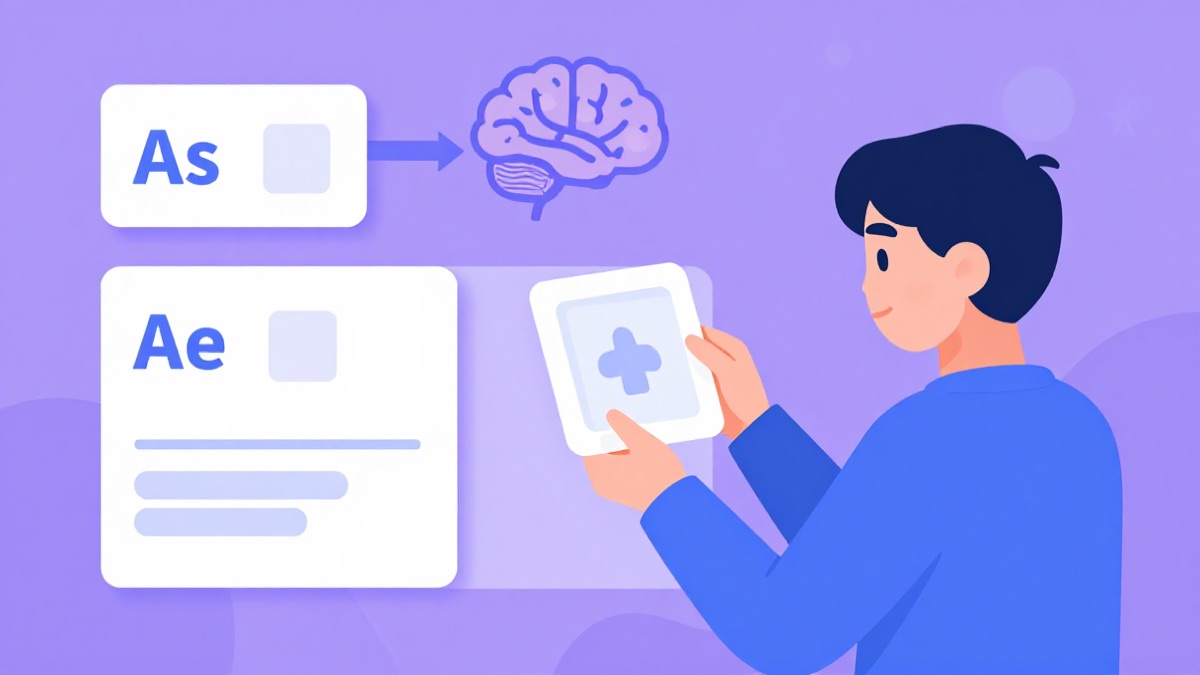 Student testing memory with flashcards using active recall method