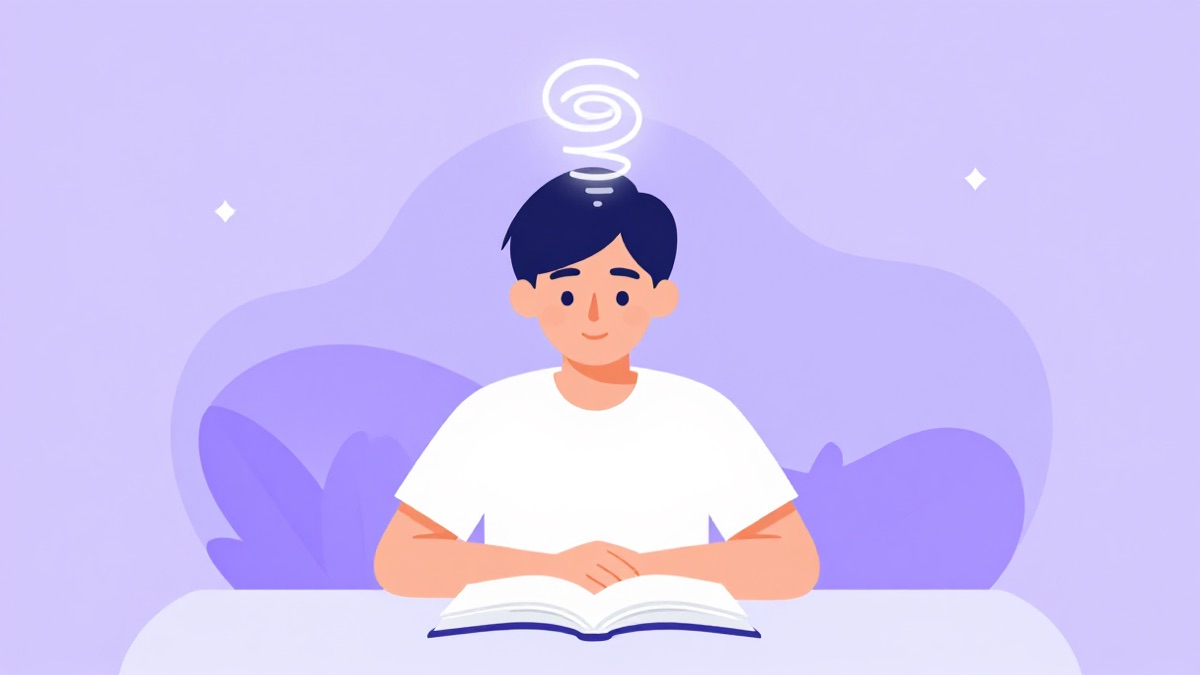 Student in focused state with hypnosis spiral for learning acceleration