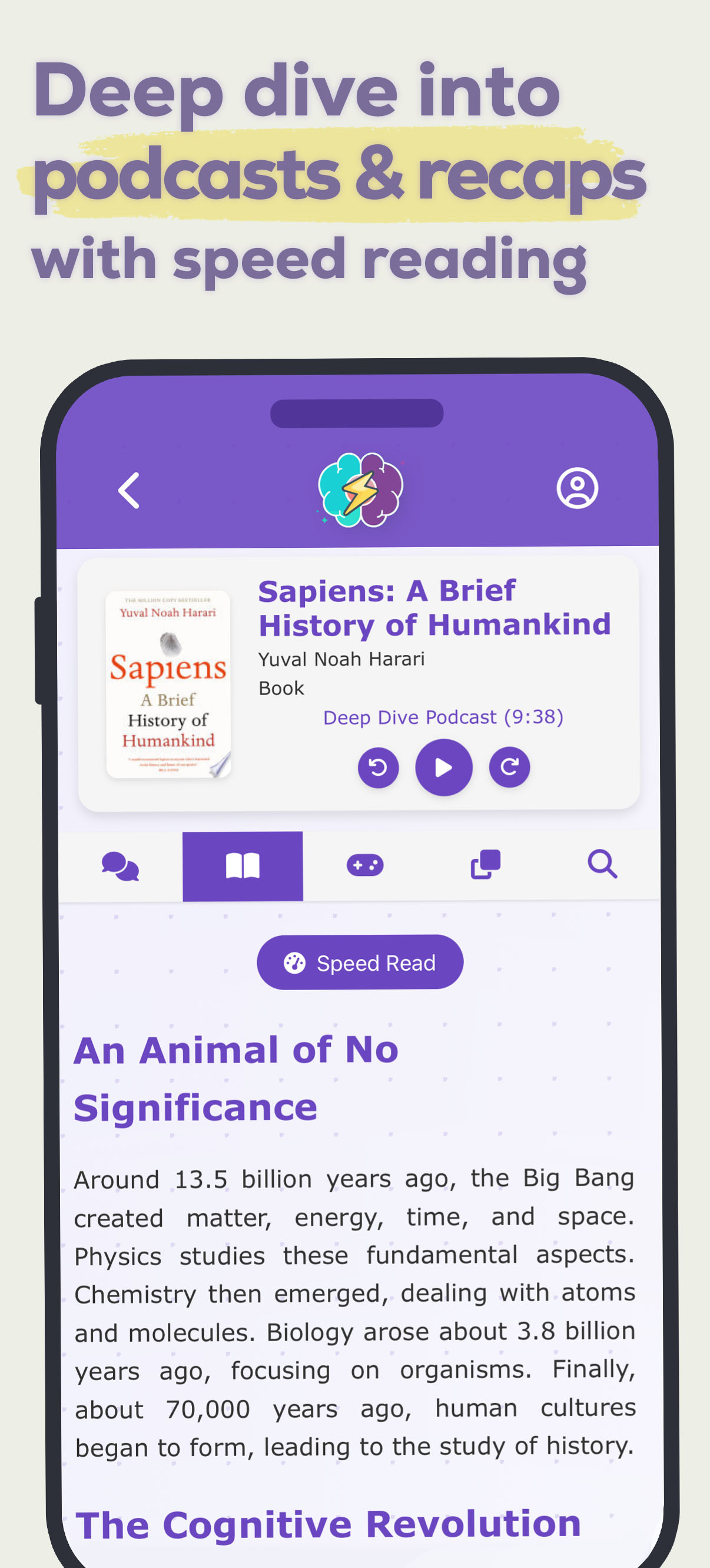 Deep dive recap & podcast with speed reading